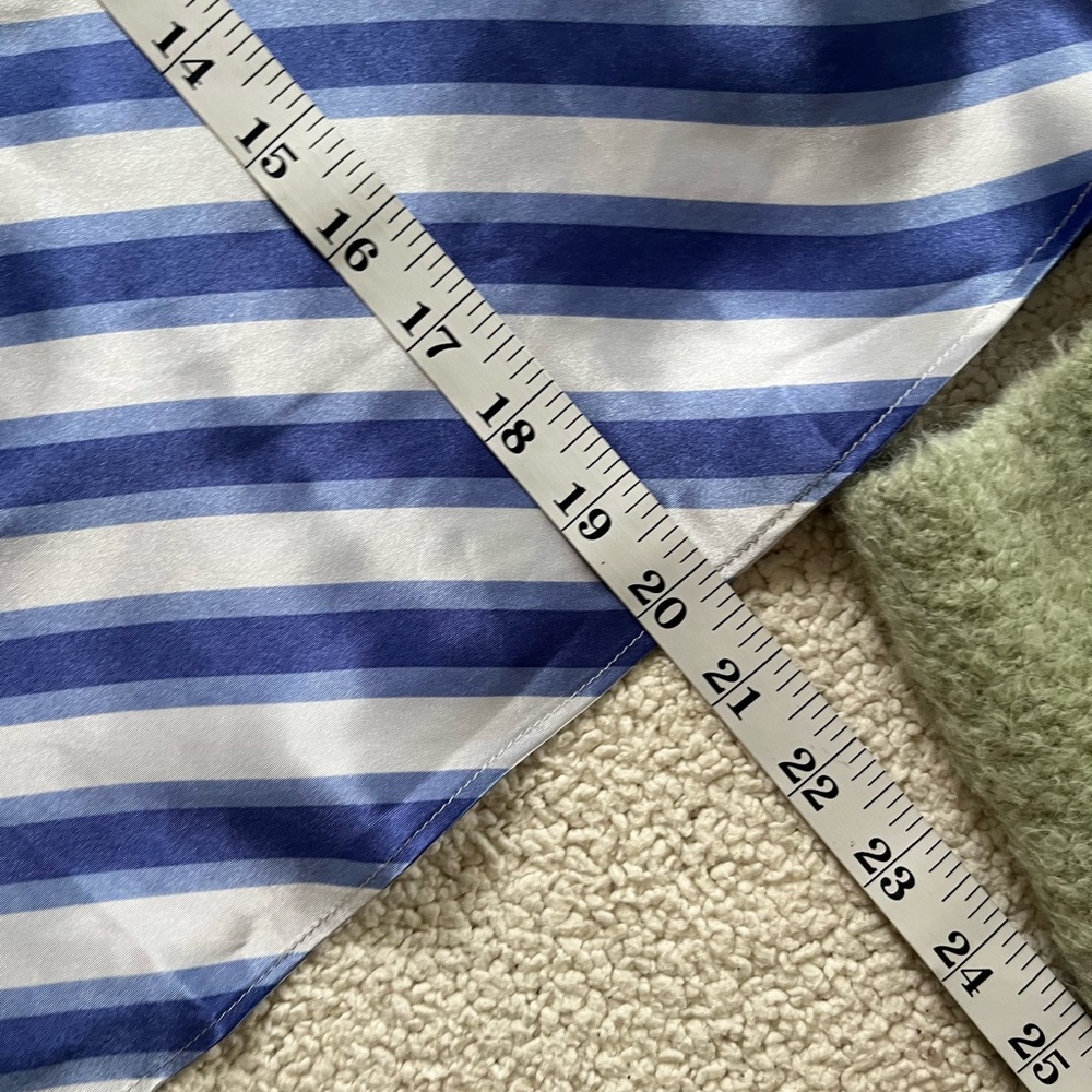 Secret Treasures Blue and White babydoll satin retro Striped with Purple Lace - Picture 9 of 9